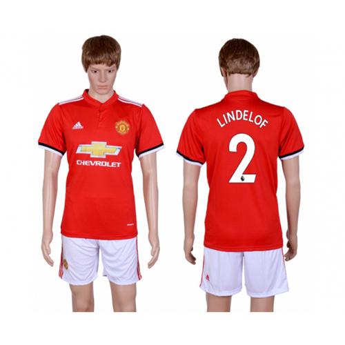 Manchester United #2 Lindelof Red Home Soccer Club Jersey - Click Image to Close